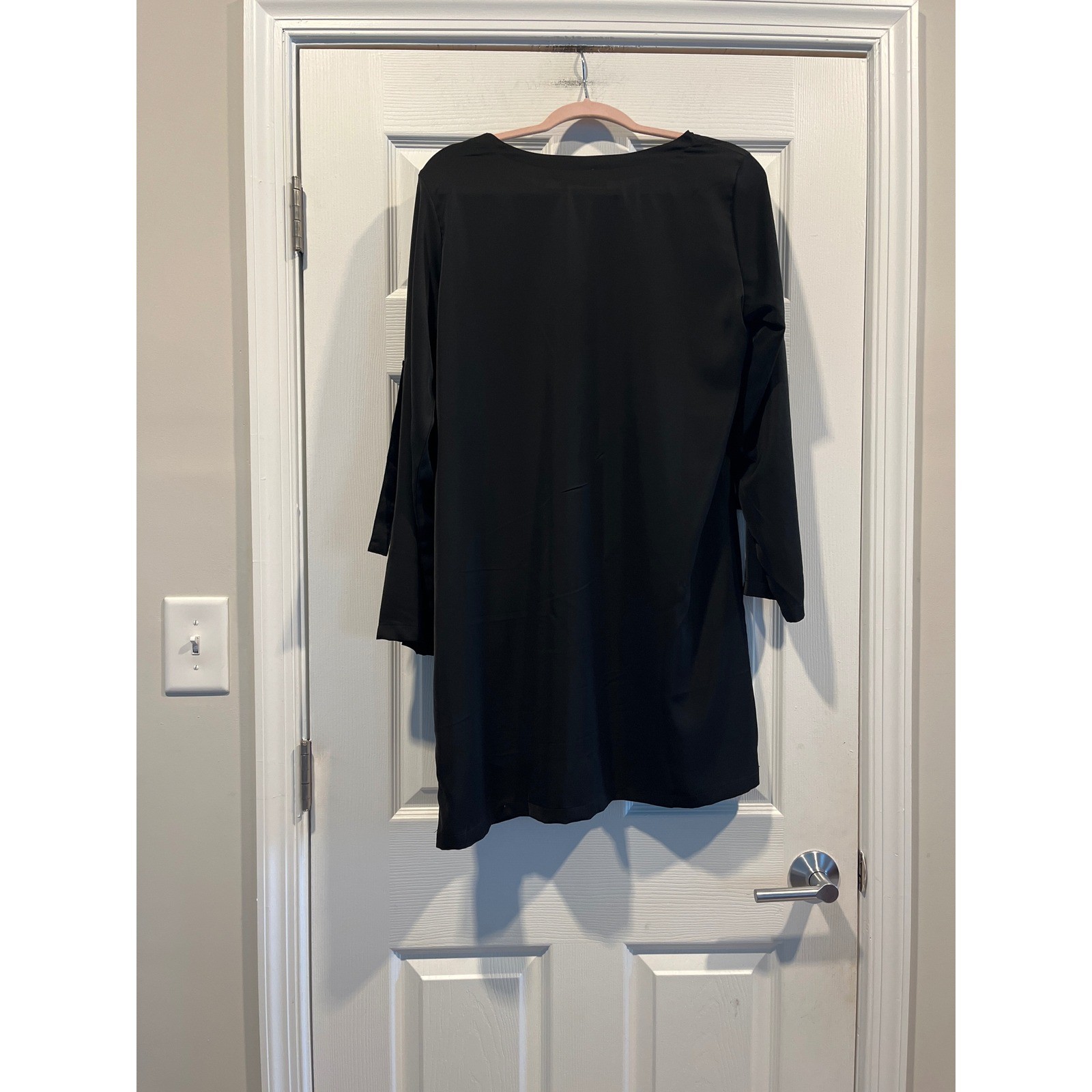 YOINS Black Long Sleeve Split Cuff Shift Dress Womens Size Large L US 12