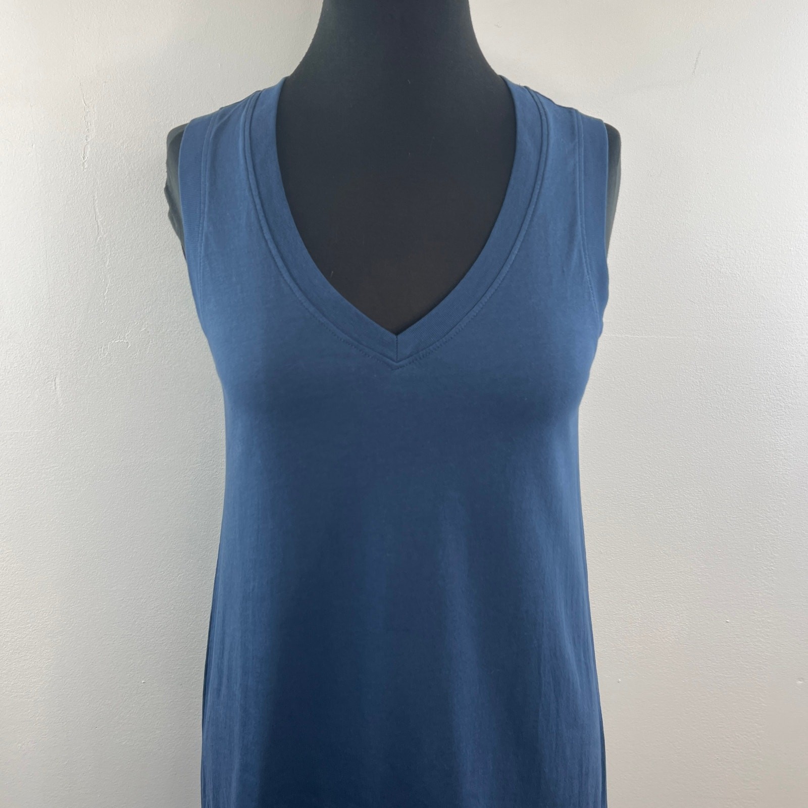 PACT Blue Mini Dress Cotton V-Neck Sleeveless Pullover Slip On Size X-Small XS