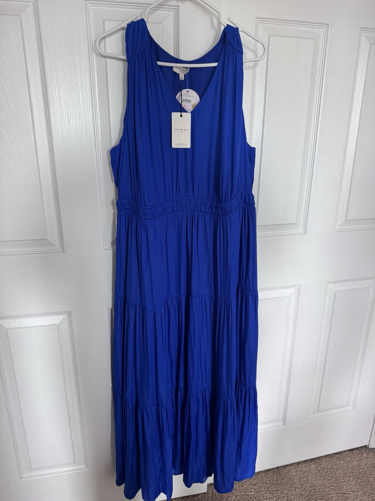 Skies Are Blue Curvy Royal Blue Satin Tiered Maxi Dress – NWT Size 1X
