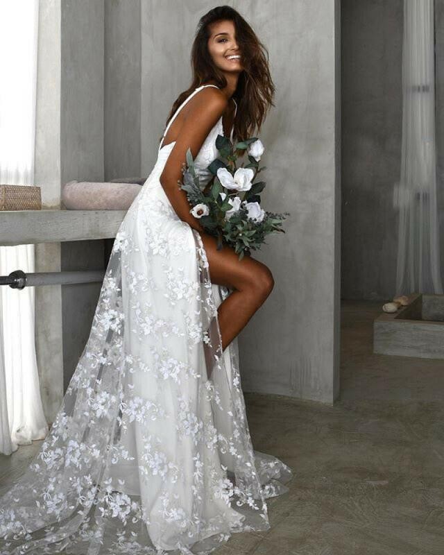 Womens Lace Sleeveless Backless Wedding Party Cocktail Prom Maxi Dress Ball Gown
