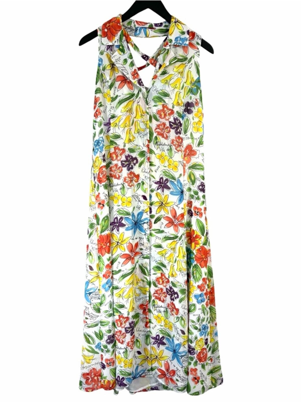 Coldwater Creek Floral Chiffon Collared Button Front Midi Dress Size 10