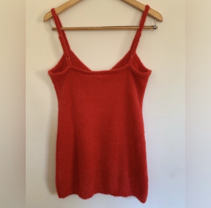 Savage X Fenty Vibrant Red Fuzzy Sleeveless Scoop Neck Mini Dress M