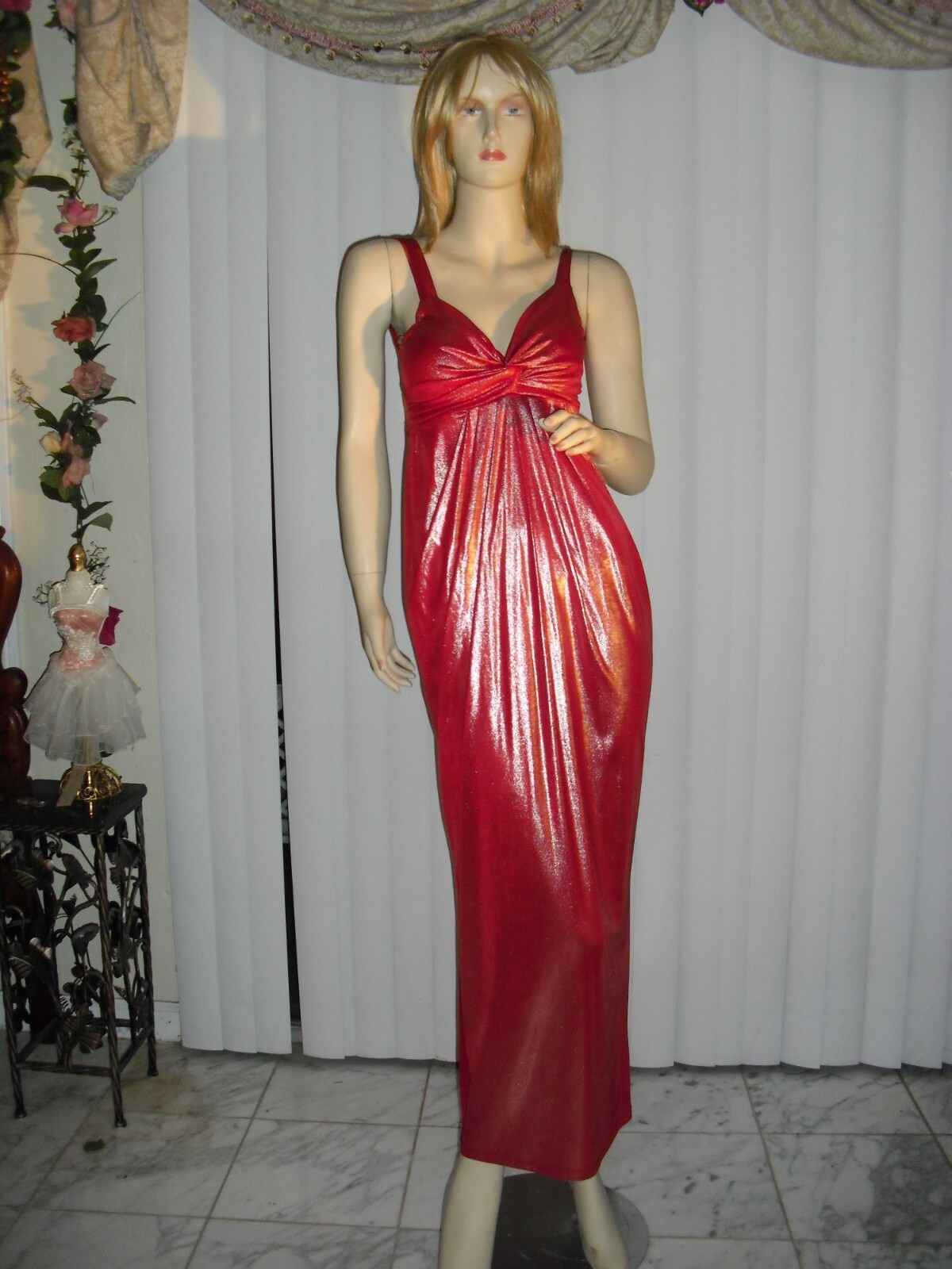 Red Long,New,formal,evening,twist,sweetheart,pleated,fabric sheen,shimmer,szSM