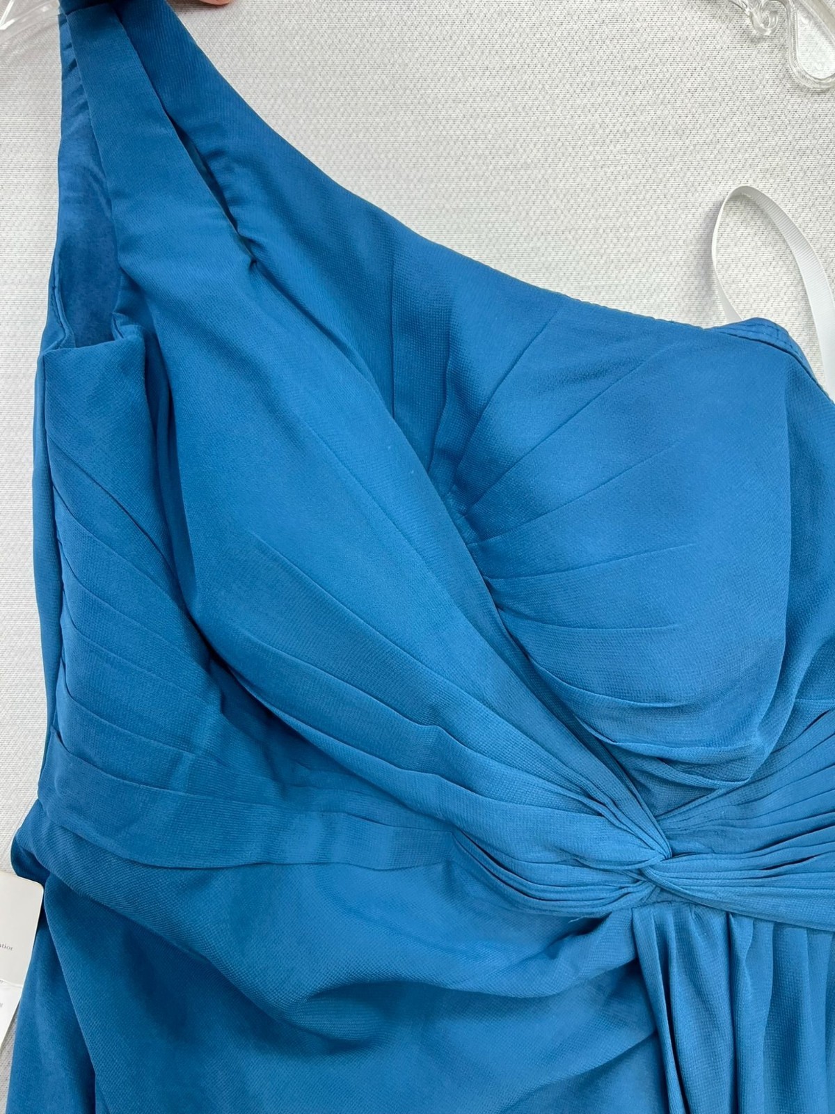 Wear Your Love Womens Chiffon Maxi Bridesmaid Dress One-Shoulder Size 10 Blue