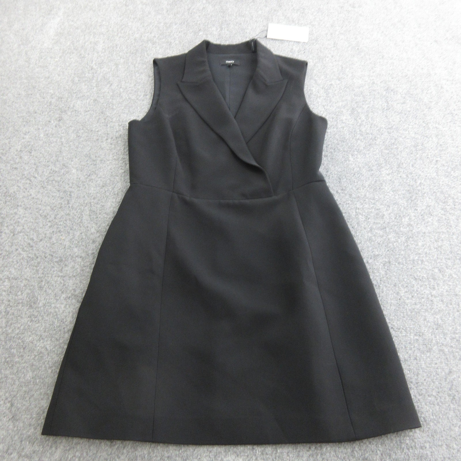 Theory Dress Womens 10 Black Admiral Crepe Sleeveless Blazer Jacket V Neck
