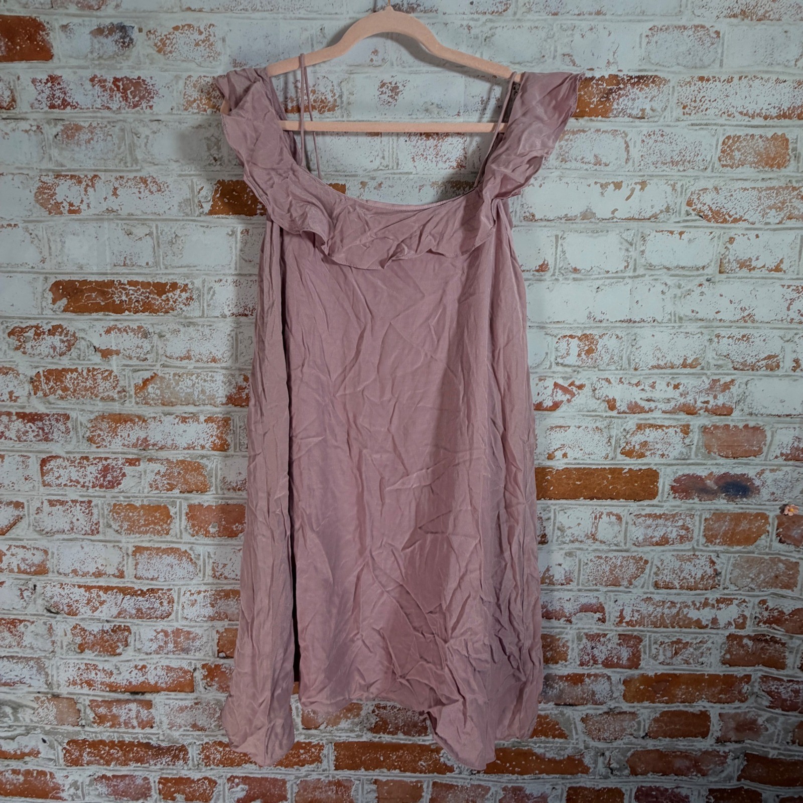 Molly Green Diane Dress Womens Medium Rose Pink Ruffle Mini Shift Summer New