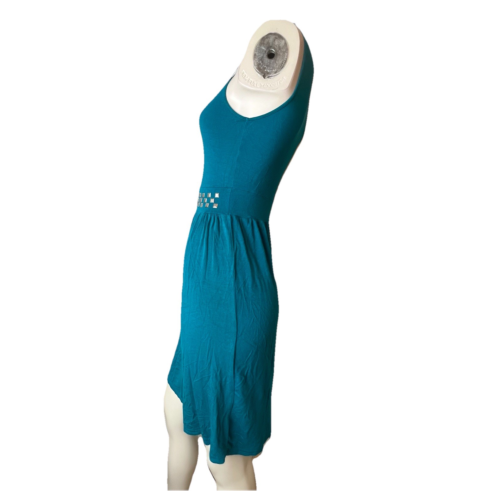 PINK ROSE PREMIUM QUALITY TEAL STUD DETAIL SCOOP NECK SLEEVELESS DRESS SZ S