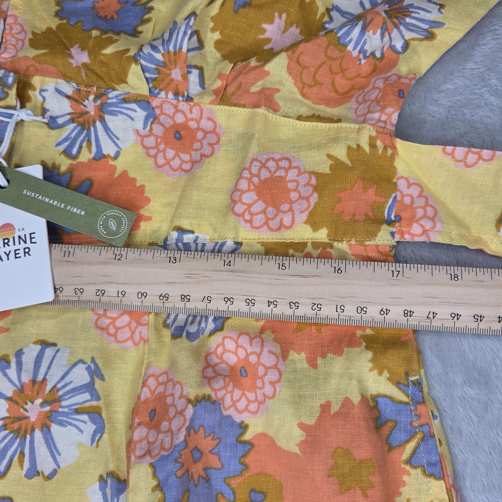 Marine Layer Button Front Yellow Vintage L Floral Short Sleeve Camila Dress NWT