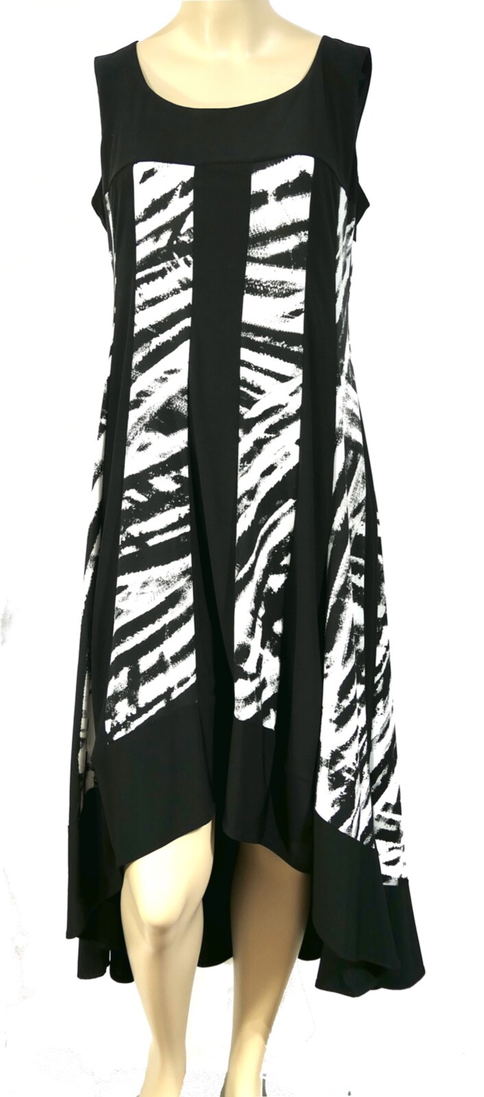 R M Richards Black And White Hi Low Sleeveless Pencil Shift Dress 12
