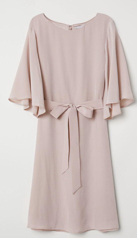 H&M silk belted dress , Premium Quality , Powder pink, size 4 BNWT