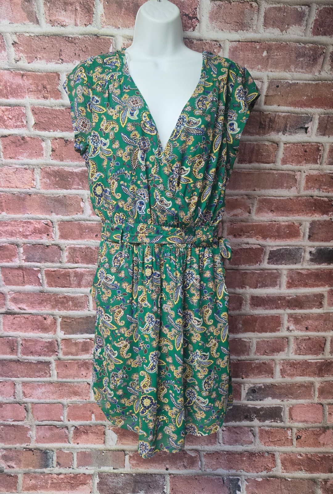 Women’s DR2 DANIEL RAINN Paisley Print Wrap Style Mini Dress Size Medium