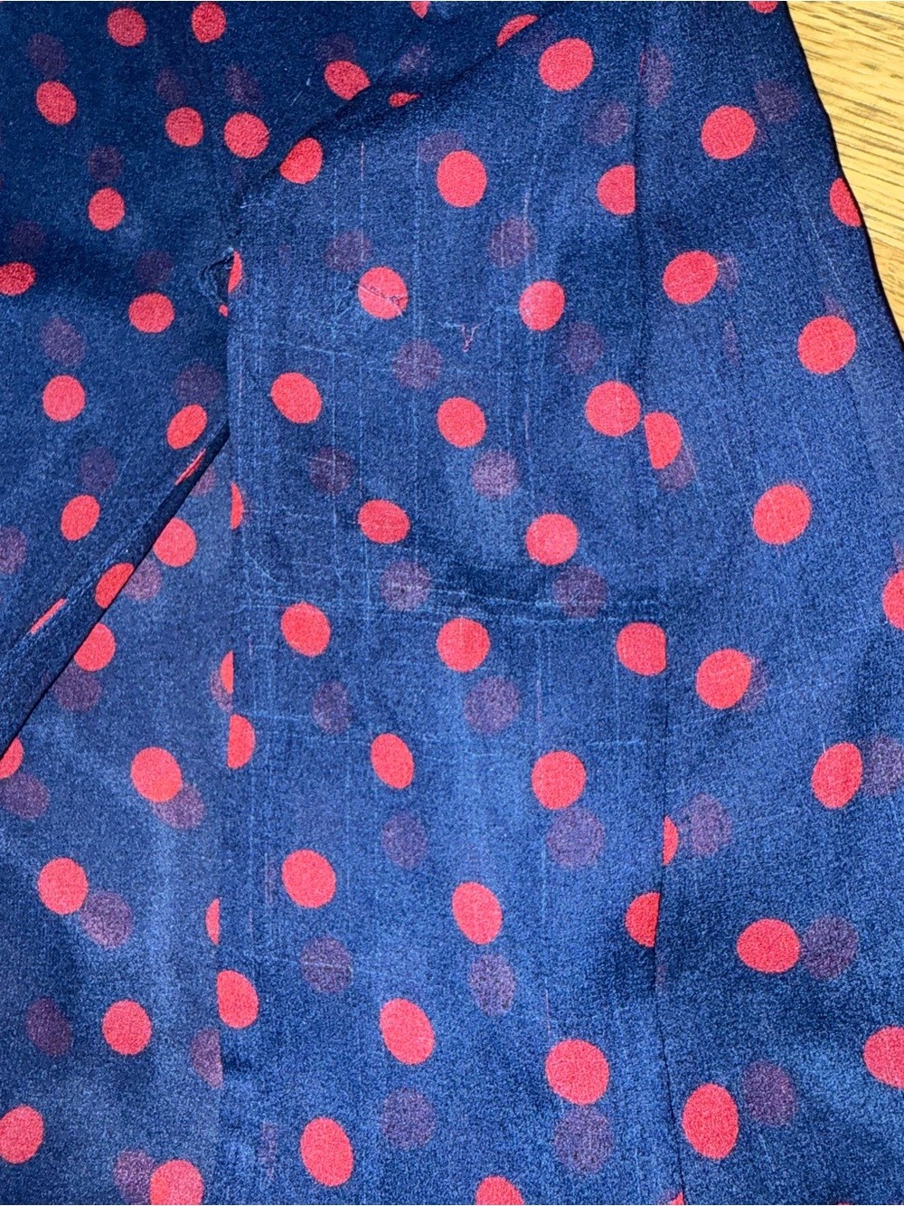 For Love & Lemons Navy Red Polka Dot Maxi Dress Puff Sleeve Side Slit M