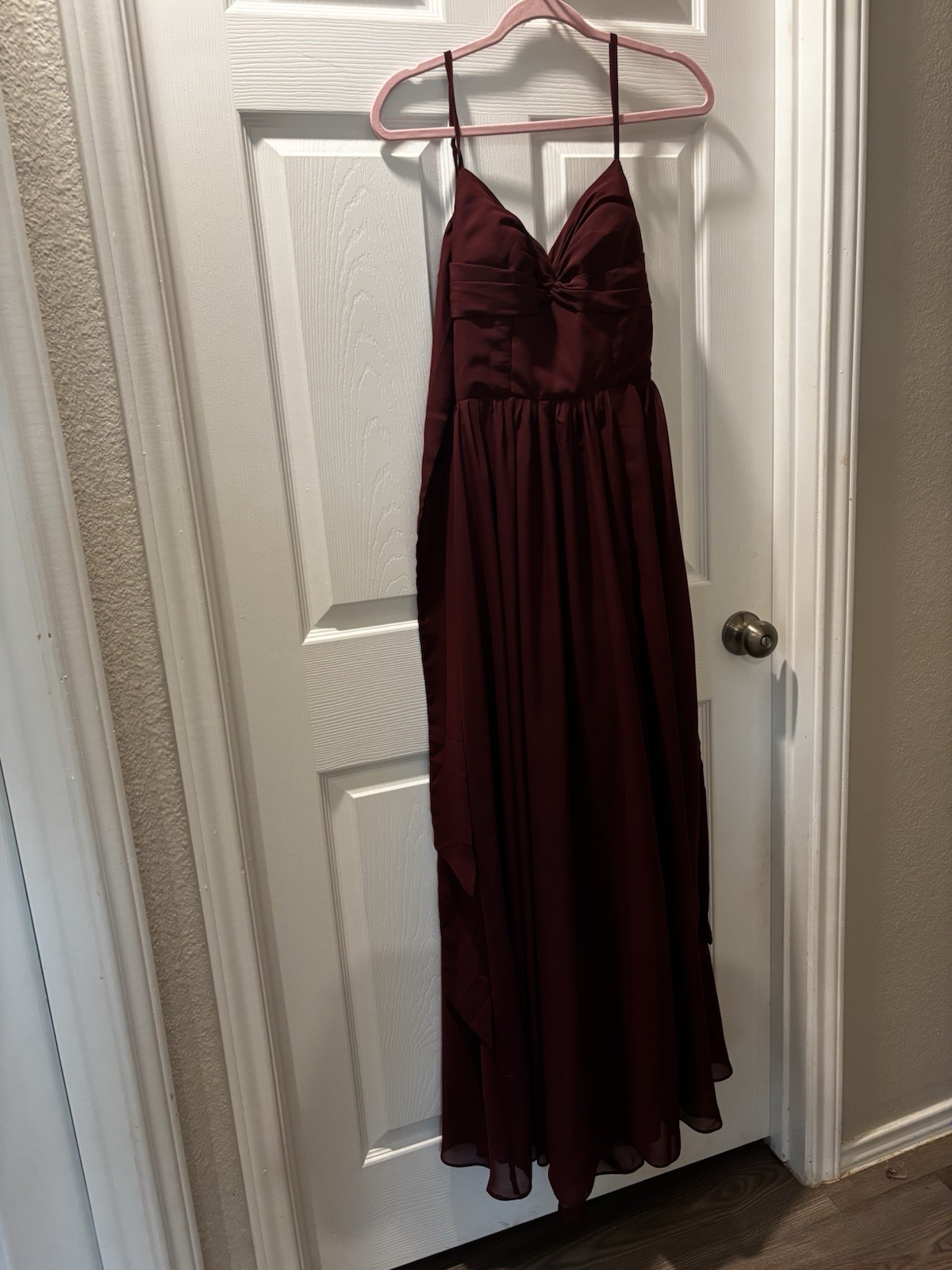 Witness of Love Bridesmaid Burgundy Maxi Dress V-Neck Adjustable Straps