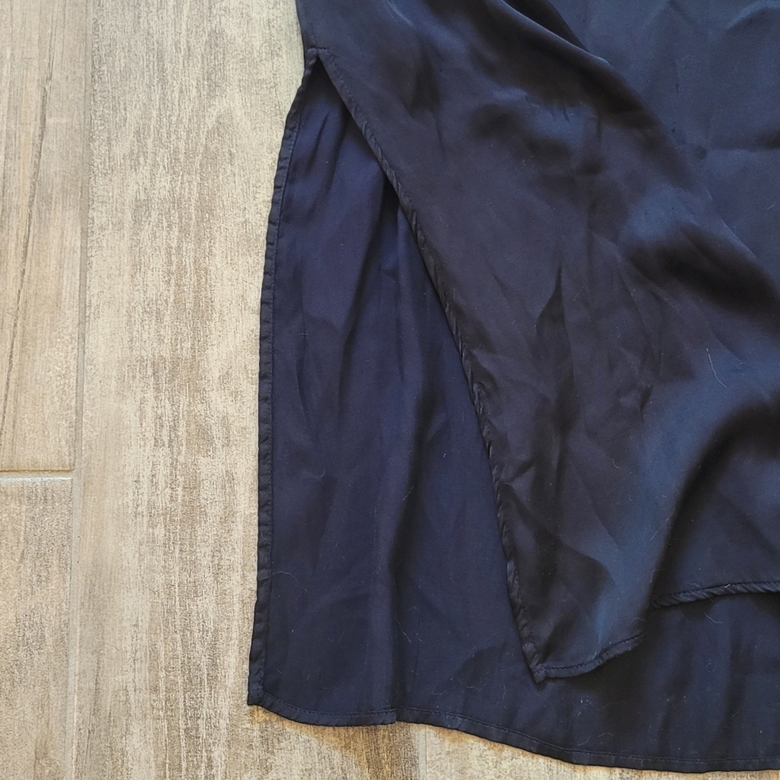 Stark X Dress Size S Sleeveless Split Neck Midi Navy Blue V Neck Slit Contrast