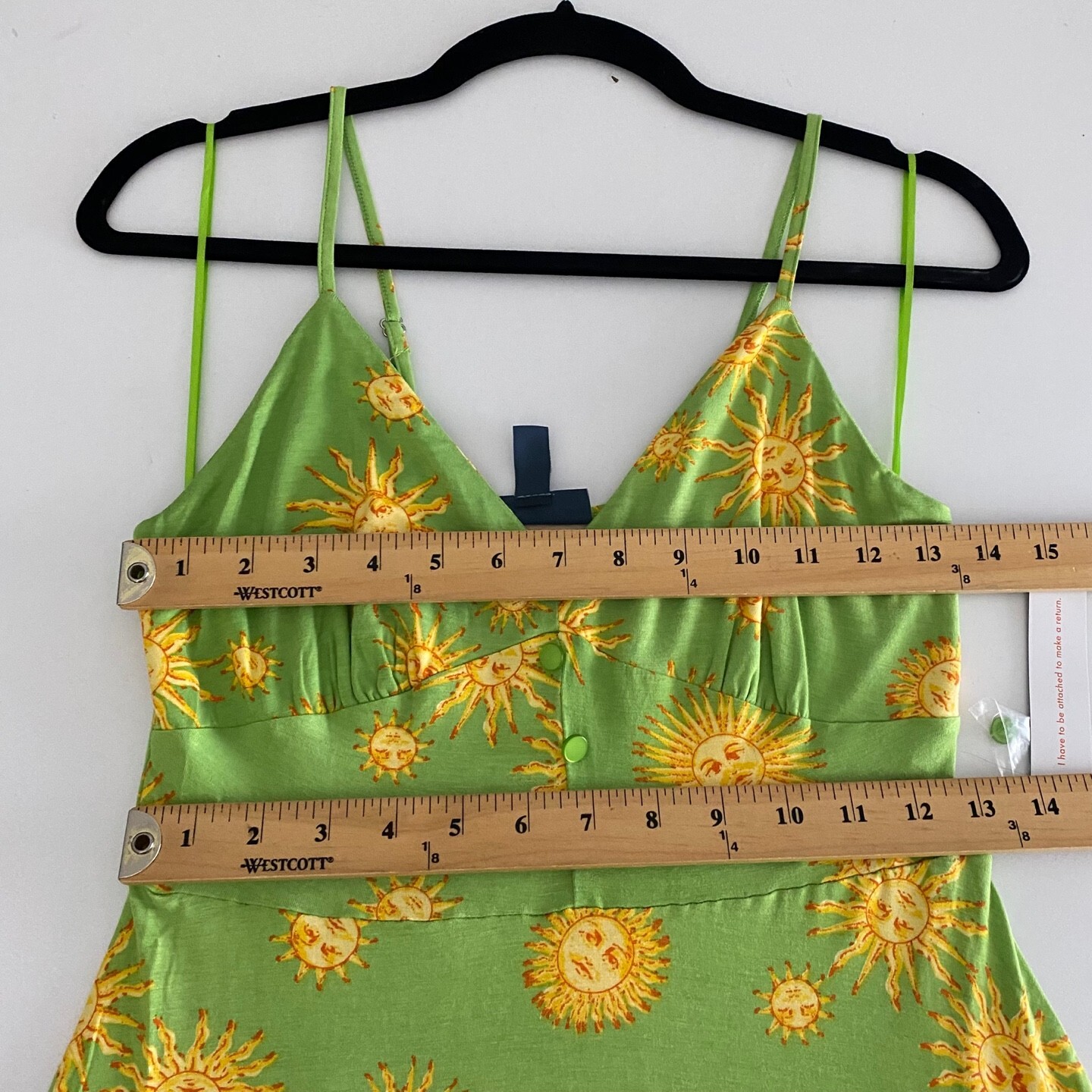 ModCloth Seaside Vacay Slip Dress Size Medium Lime Green Suns Midi Sleeveless