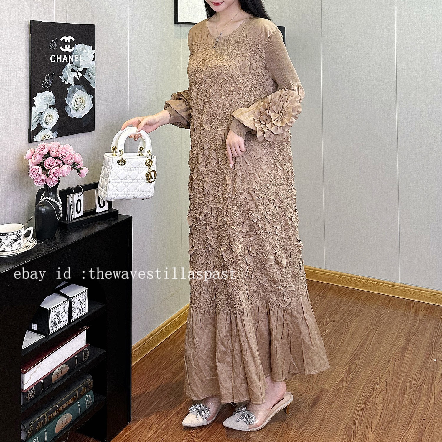 Fashion Dress Design Round Neck Lantern Sleeves Loose Large Size Fishtail Skirt
