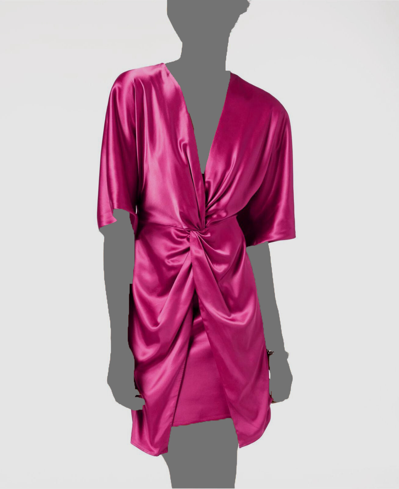 $359 Laundry Shelli BY Segal Womens Pink Twist Front Satin A-Line Kimono Dress 6