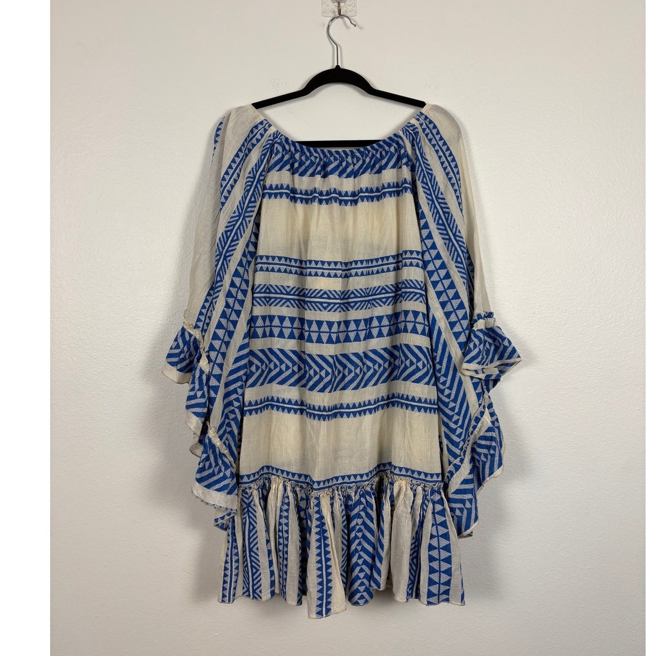 Devotion Twins Ella Geometric Aztec Tie Neck Tiered Billowy Mini Dress One Size