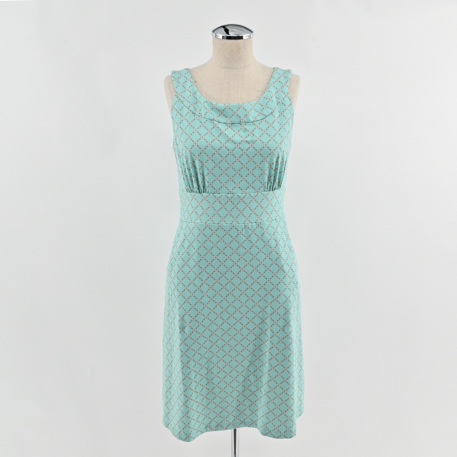 J McLaughlin Catalina Cloth Dress Womens Size S Aqua Blue Trellis Preppy Pockets