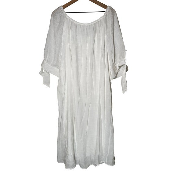 White Tie Sleeve Midi Dress Plus Size 26/28 NWOT Fully Lined