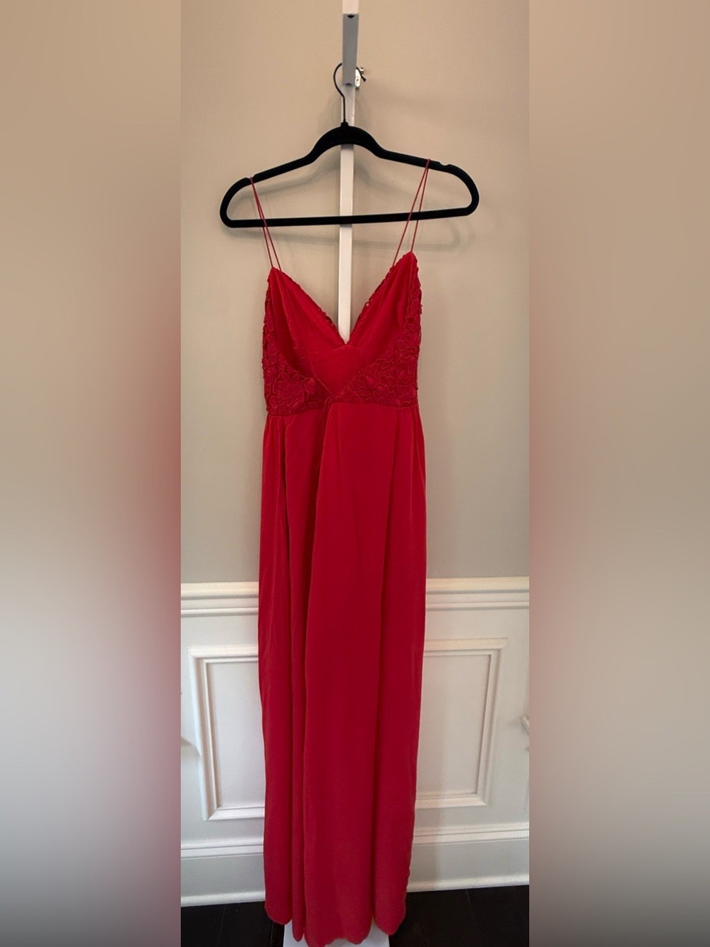 The Jetset Diaries Private Beach Maxi Dress Red Lace Slit Size L NWT
