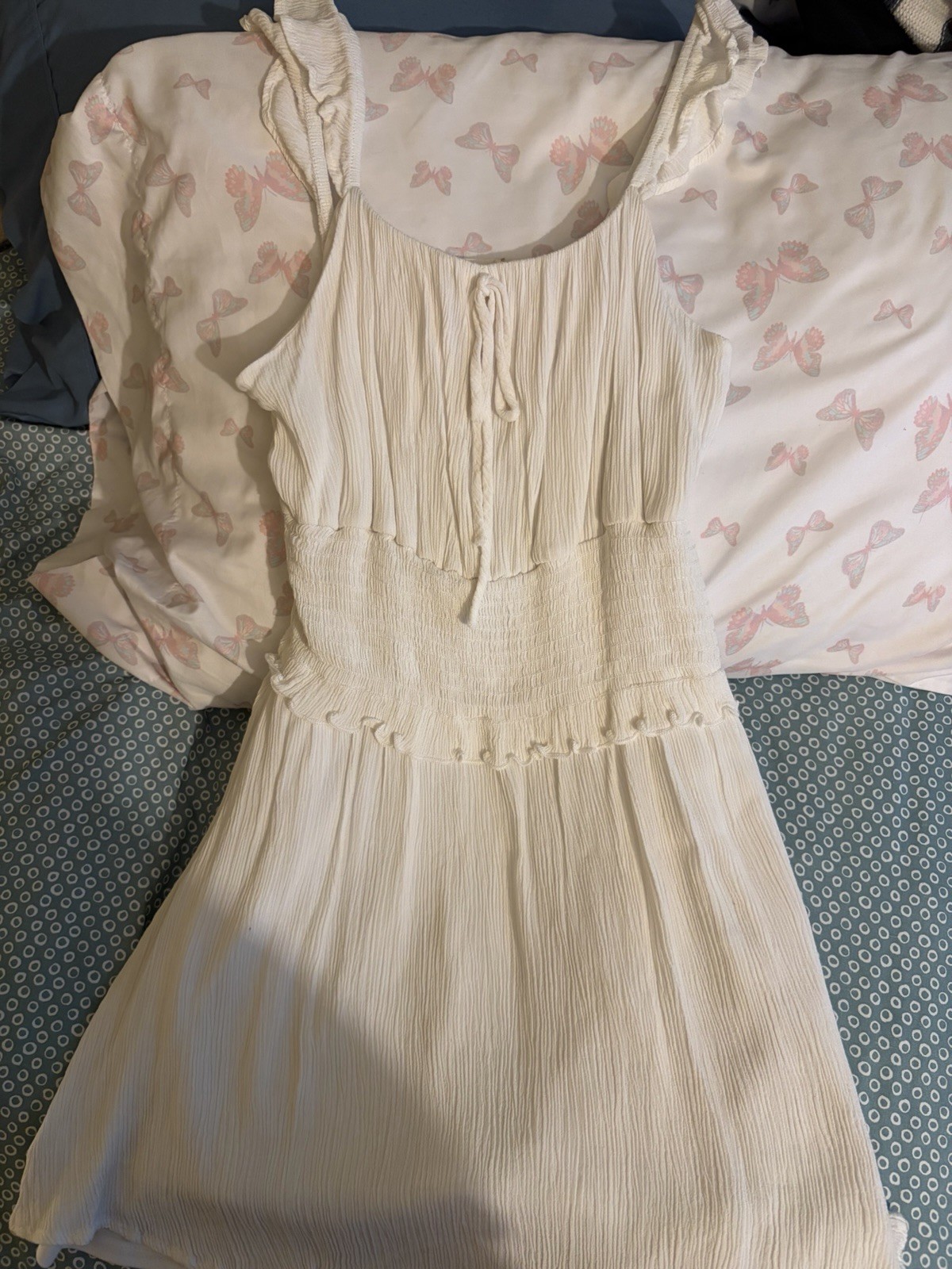 2 Woman’s Dresses Size Medium, One White Short, Only Black With Gold Long