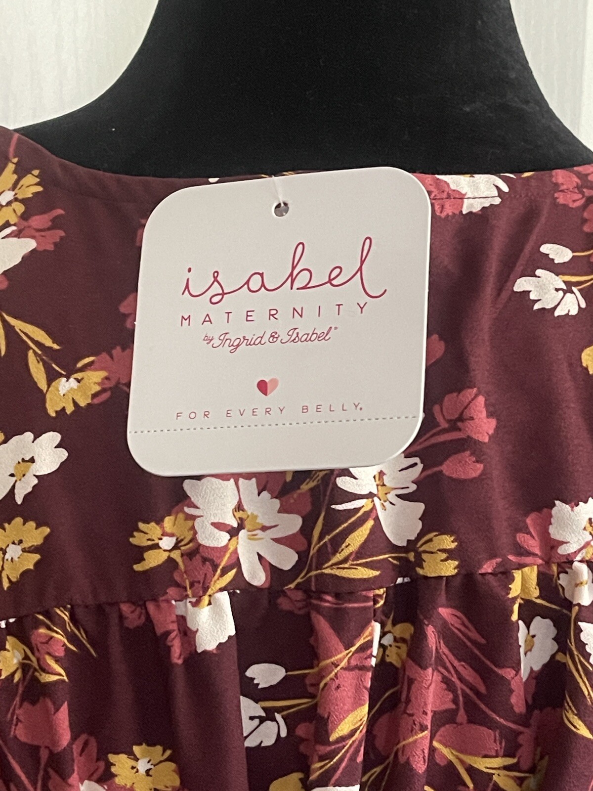 NWT Isabel Maternity by Ingrid & Isabel Burgandy Floral Dress in Multiple Sizes