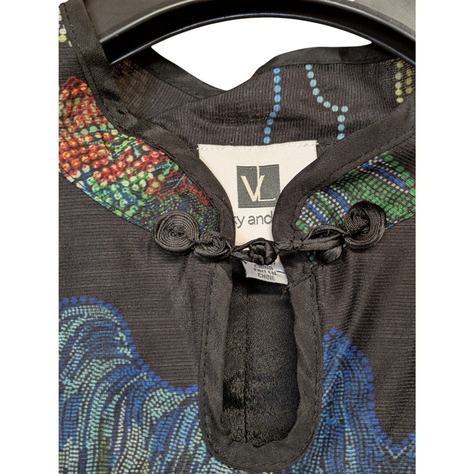 Vicky and Lucas Black Mandarin Collar Sheath Dress Size Large
