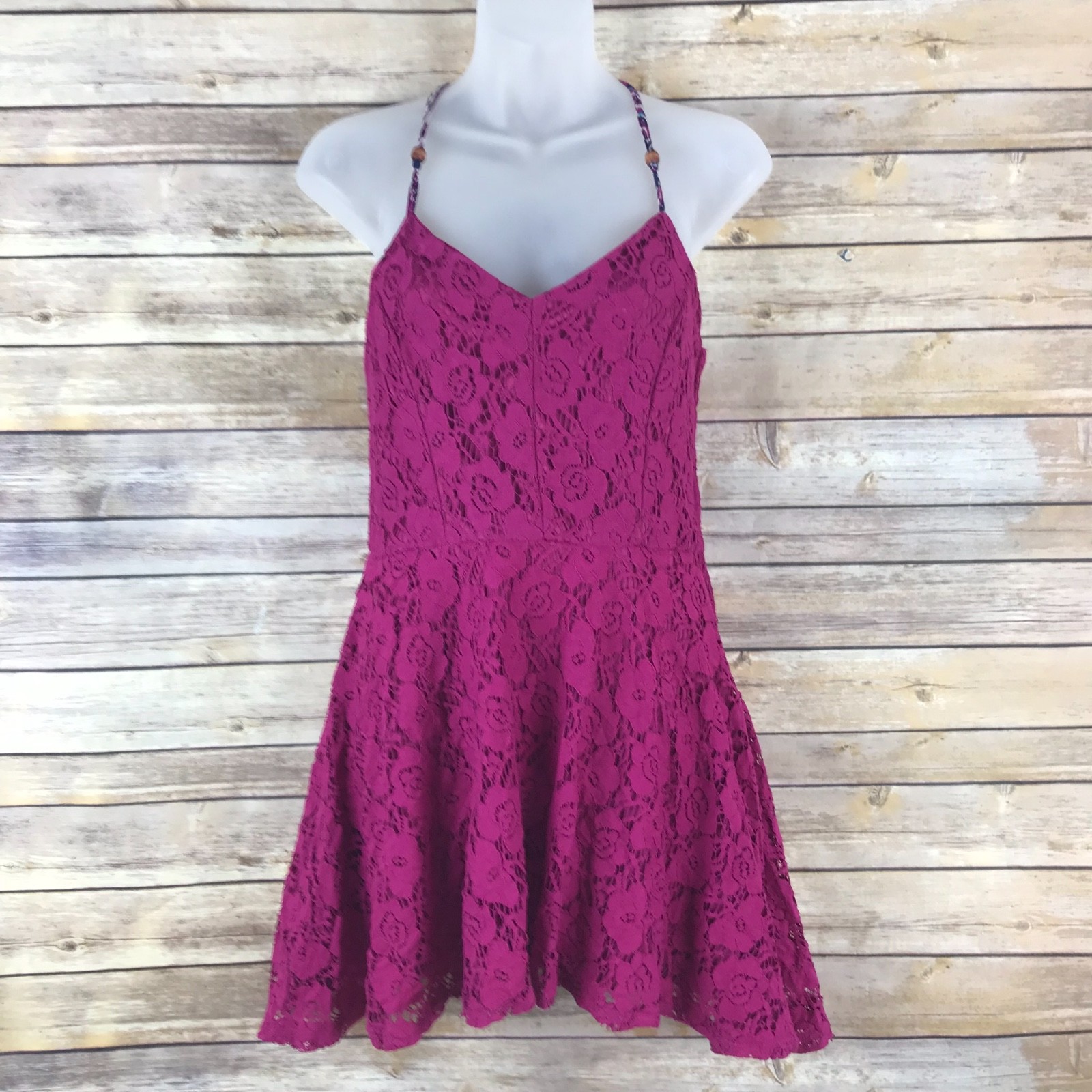 Xhilaration Dress Juniors S Pink Lace Mini Fit And Flare Spaghetti Straps Solid