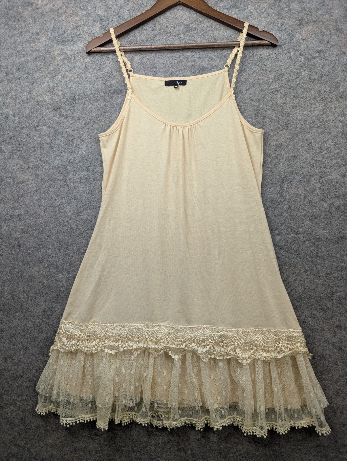 Anthropologie Ryu Dress Womens Medium Yellow Lace Slip Cottagecore Coquette Boho