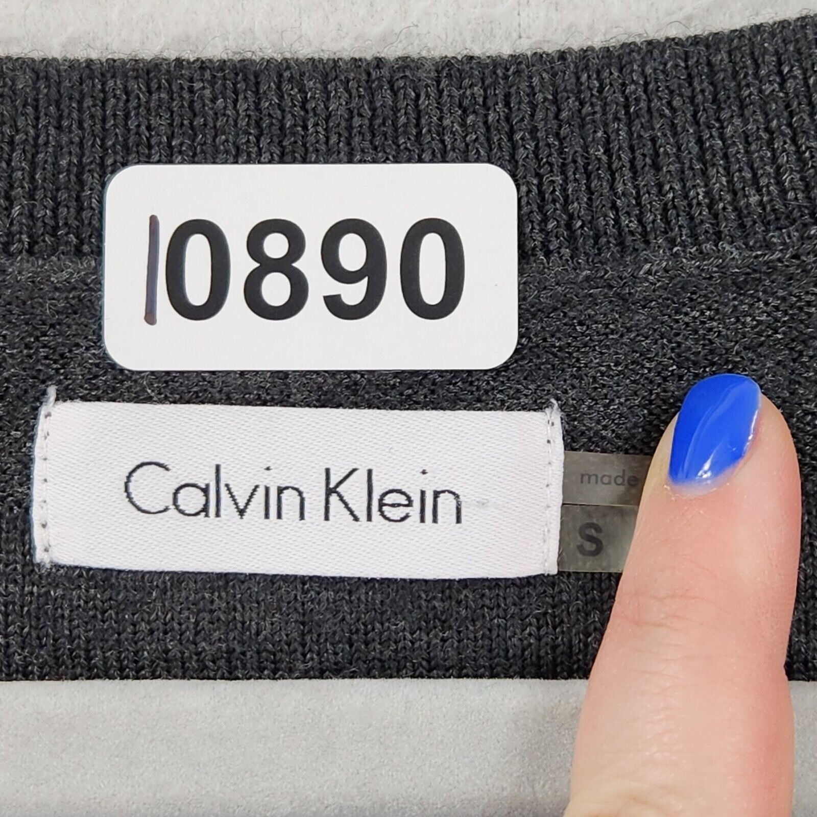 Calvin Klein Dress Womens Small Gray Wool Blend Short Sleeve A Line Sheath Knit