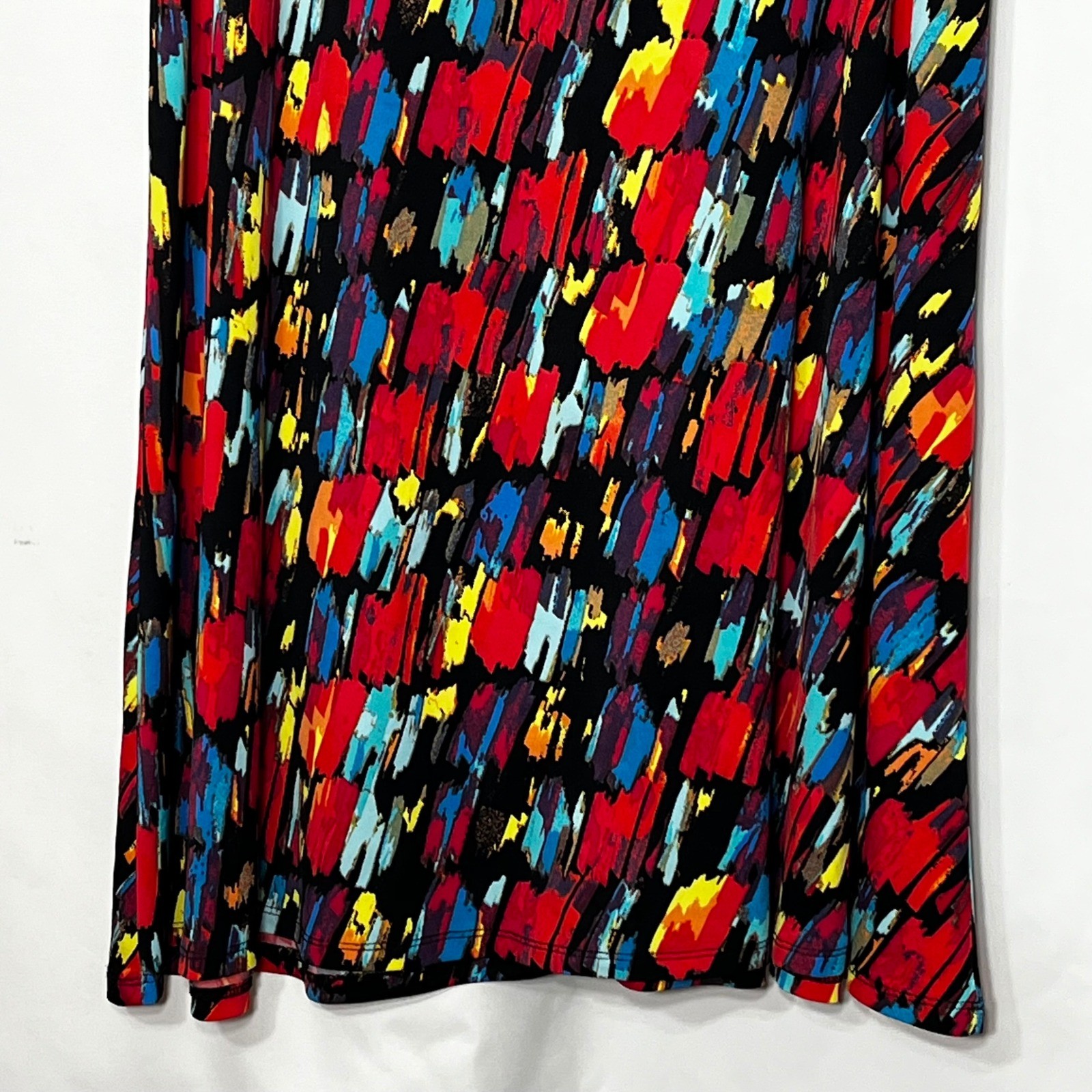 New Directions Womens L Multicolor Abstract Brushstroke Sleeveless Shift Dress