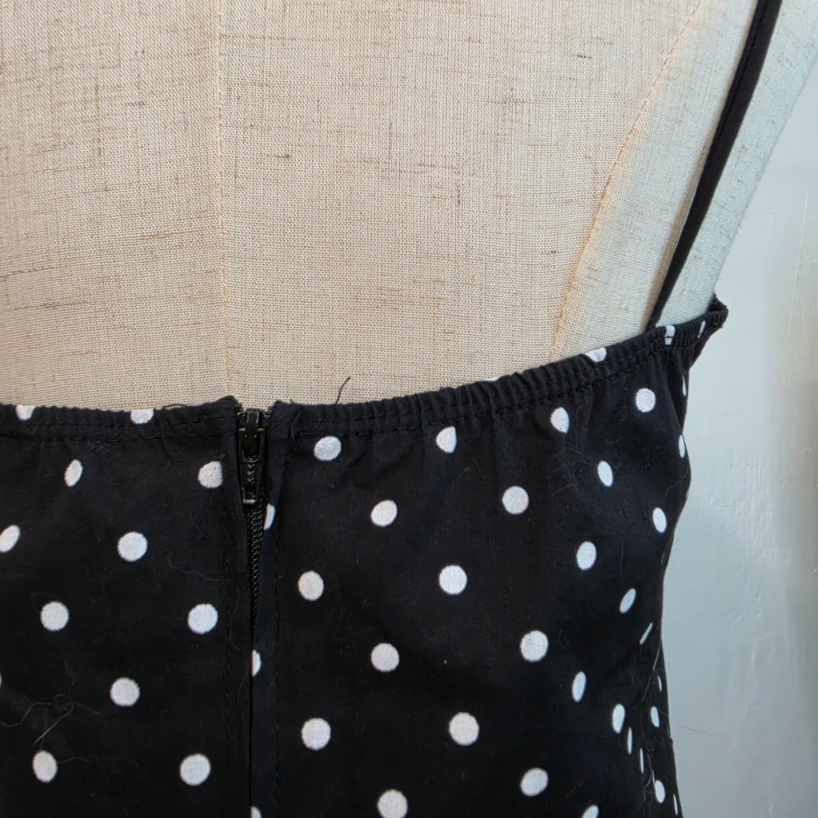Pulse Black & White Polka Dot Spaghetti Strap Dress Size Large