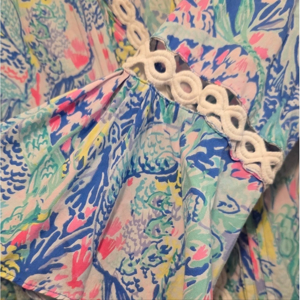 Lilly Pulitzer Floral Lace-Trim Beach Vacation Dress Sz Small
