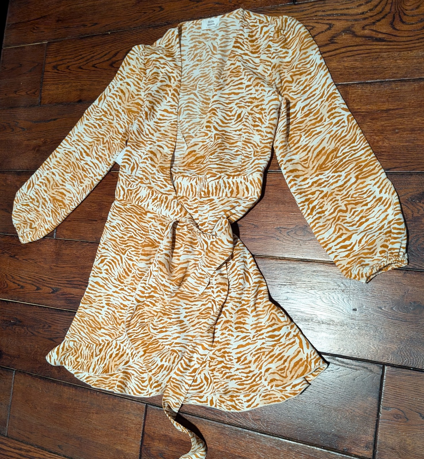 Aritzia Little Moon Julep Dress L/S Ruffle Wrap Dress Giselle Amber Earth S NWT