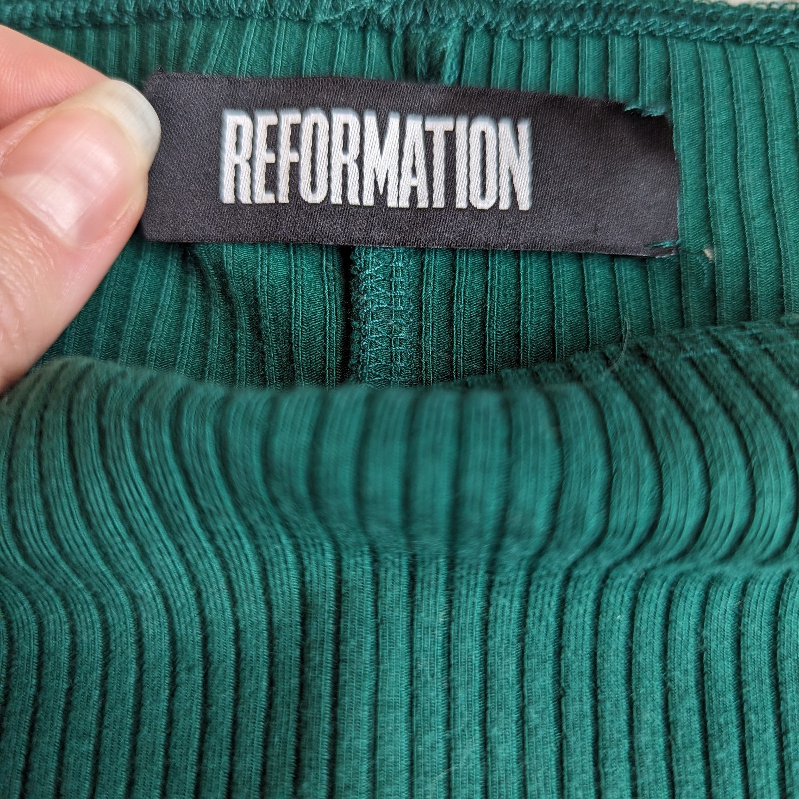 Reformation Kipling Green Ribbed Bodycon Mini Dress Women’s | S