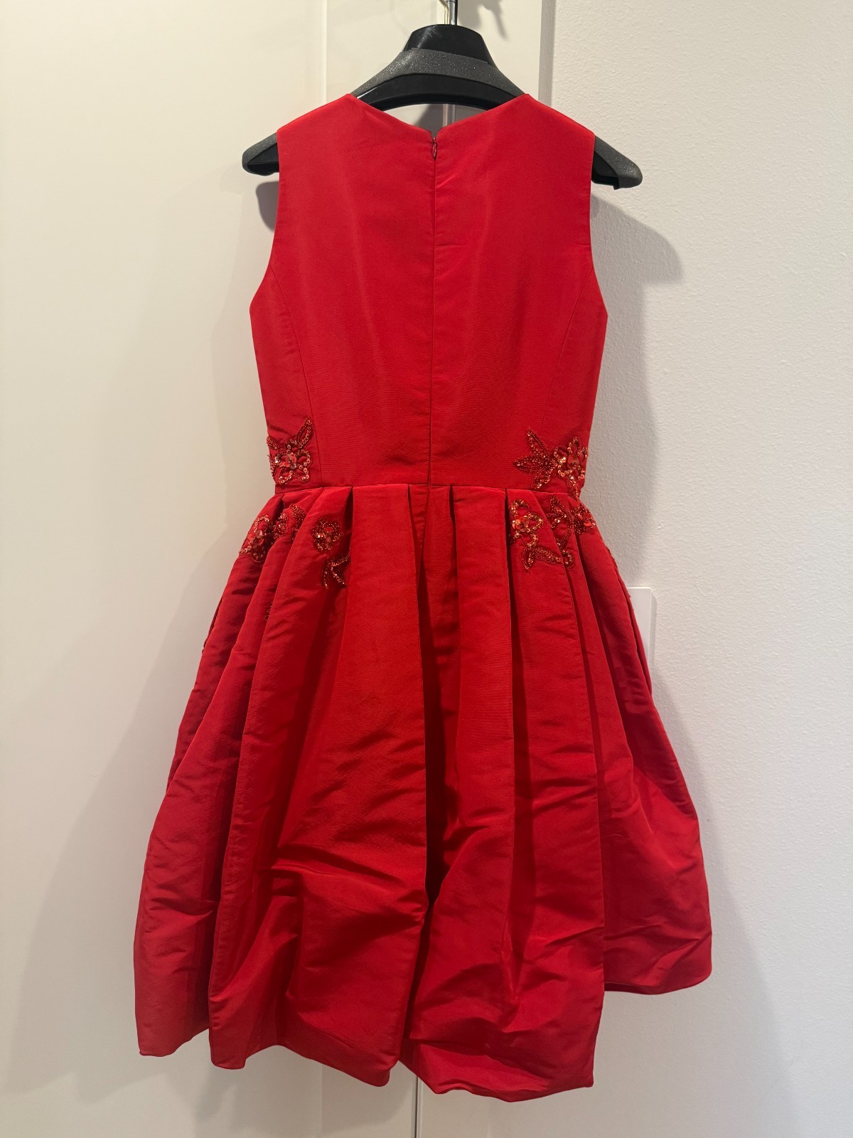 NWT $3990 Carolina Herrera Floral Appliqué Sleeveless Silk Bubble Skirt Dress