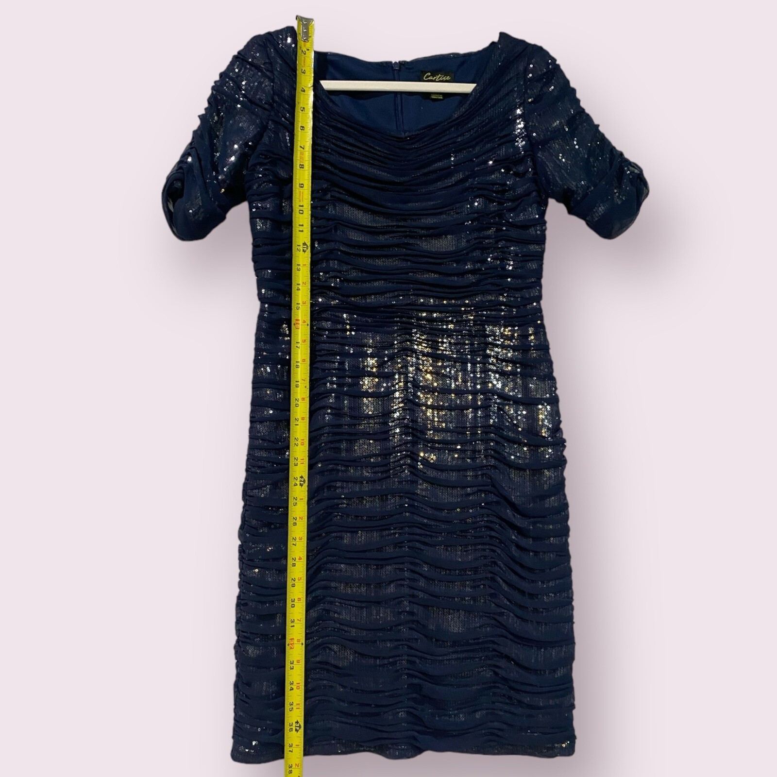 Cartise Womens Ruched Sequin Dress Size 6 Formal Event Holiday Party $250