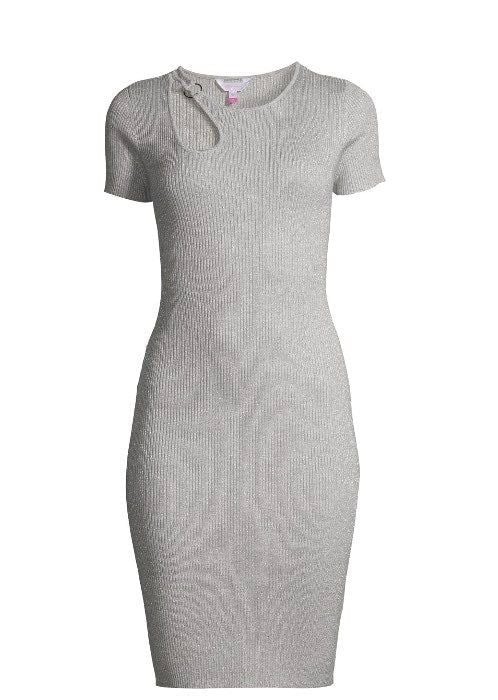 No Bounderies Teardrop Dress – Heather Grey Silver Size L & S