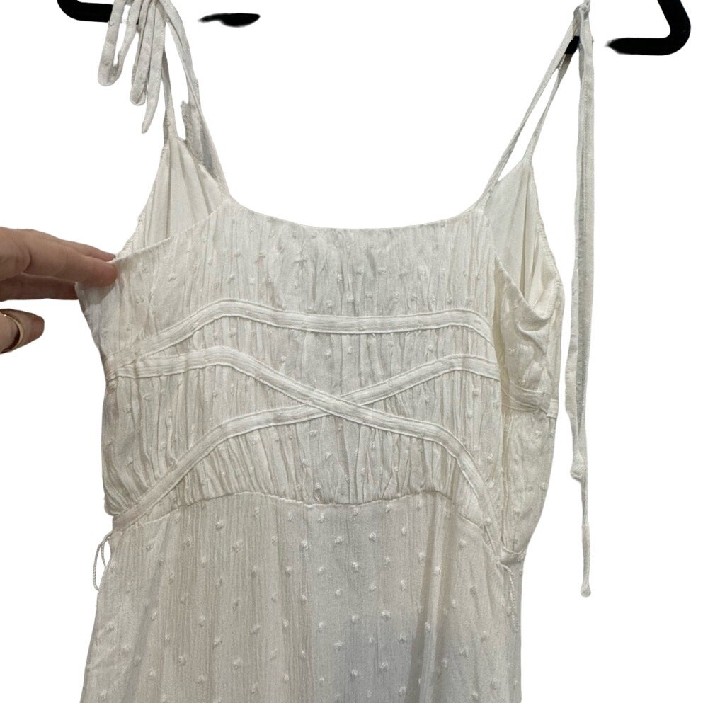 PAIGE NWT $249 Inesa White Swiss Dot Midi Dress SASH MISSING Size XS