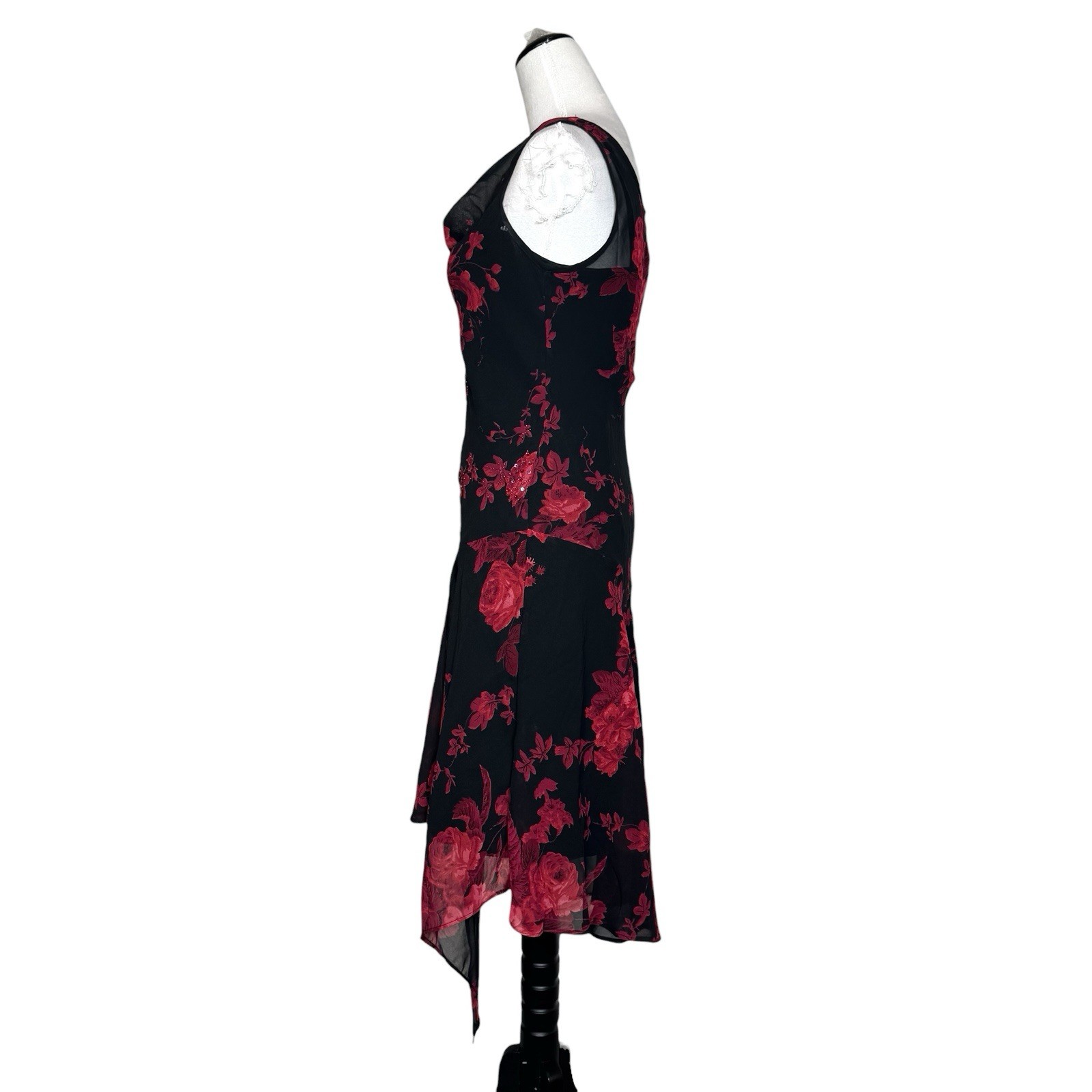 Connected Apparel Dress Y2K Sheer Floral Beaded Grunge Fairy Whimsygoth Size S