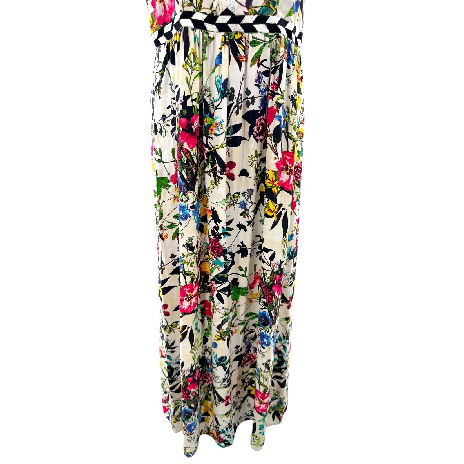Parker Silk Halter Floral Luella Sleeveless Maxi Dress S Resort Vacation Cutout