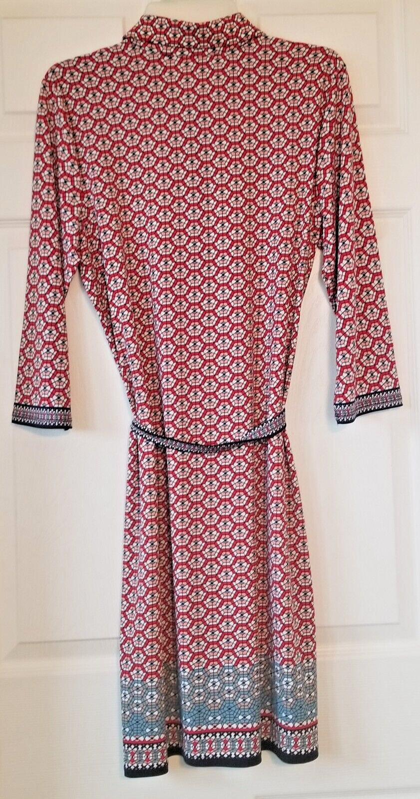 MAX EDITION Multicolor Print Shirt Dress 3/4 Sleeve Belted Career Office Size M