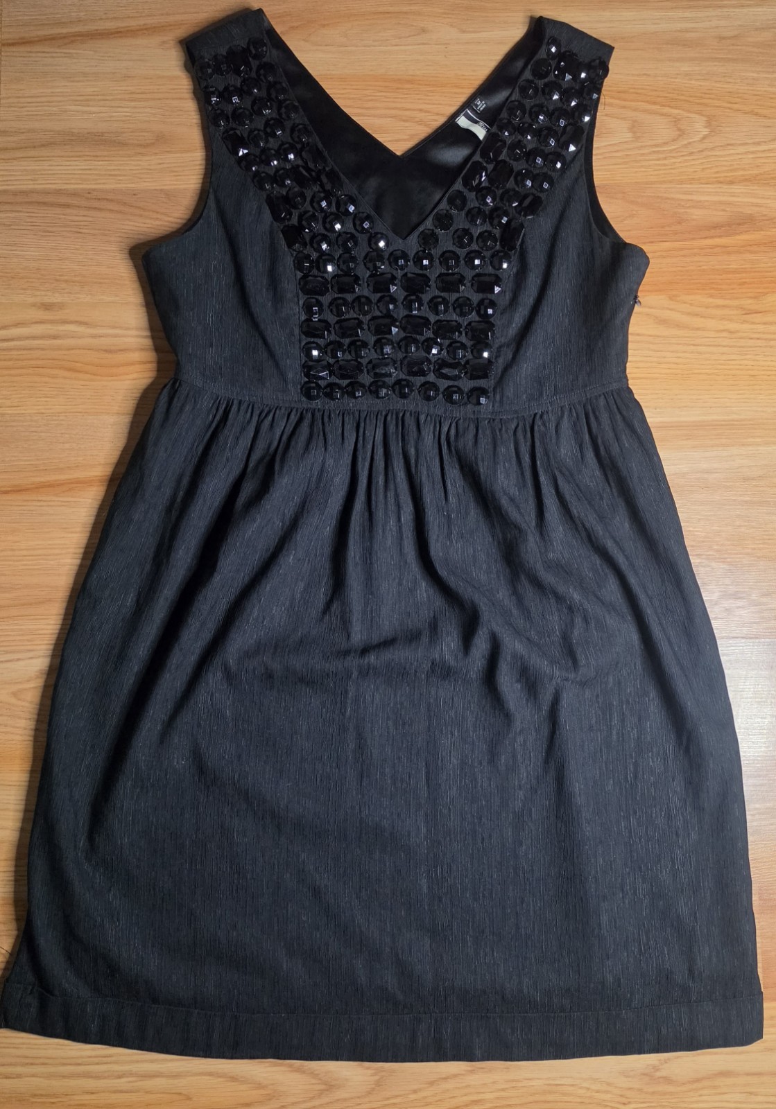 Miss Me Womens Black V-Neck Sleeveless Sequin Satin Lined Dress M Knee
