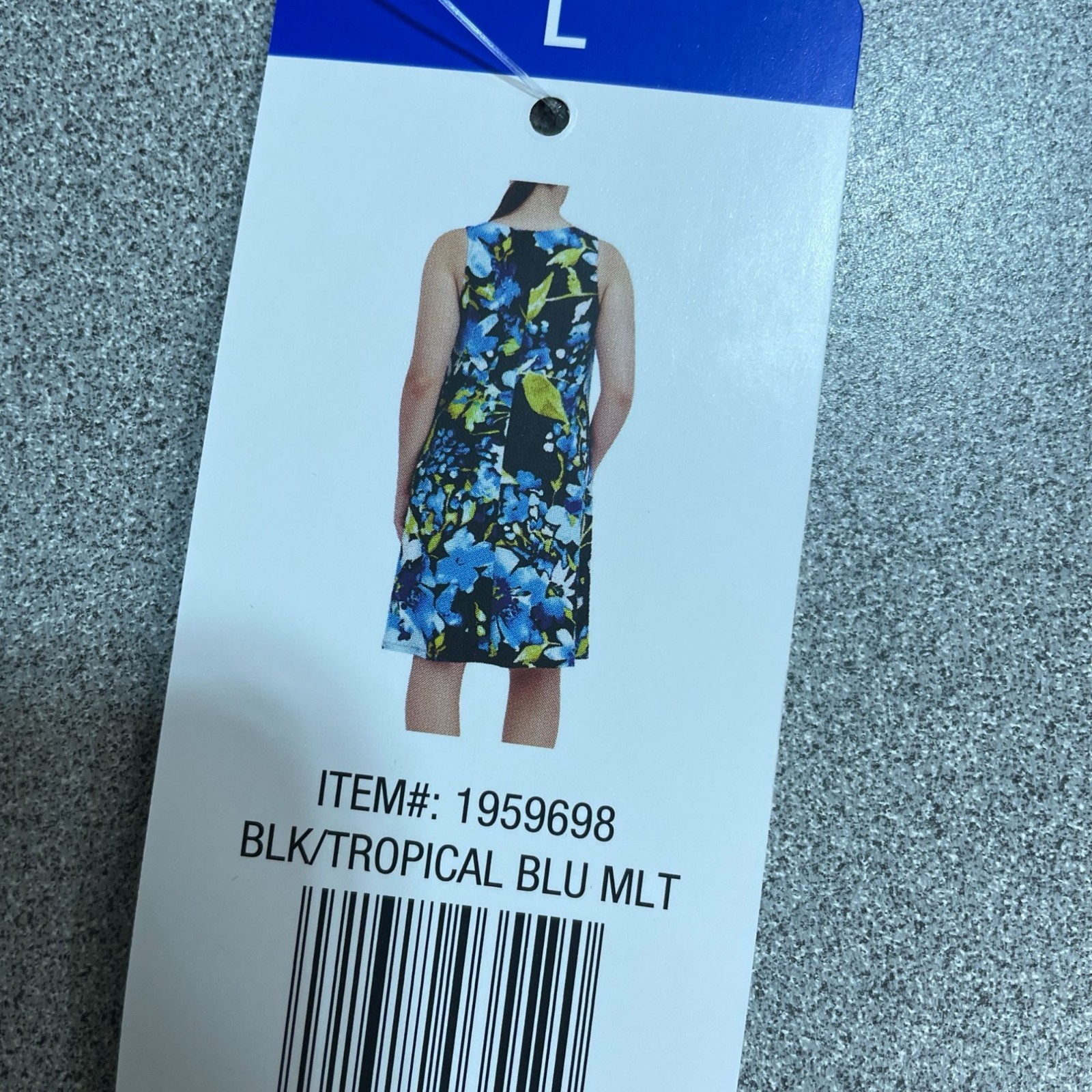 NWT Anne Klein Women’s L Blue Stretch Floral Sleeveless Knee Dress Multi B1414