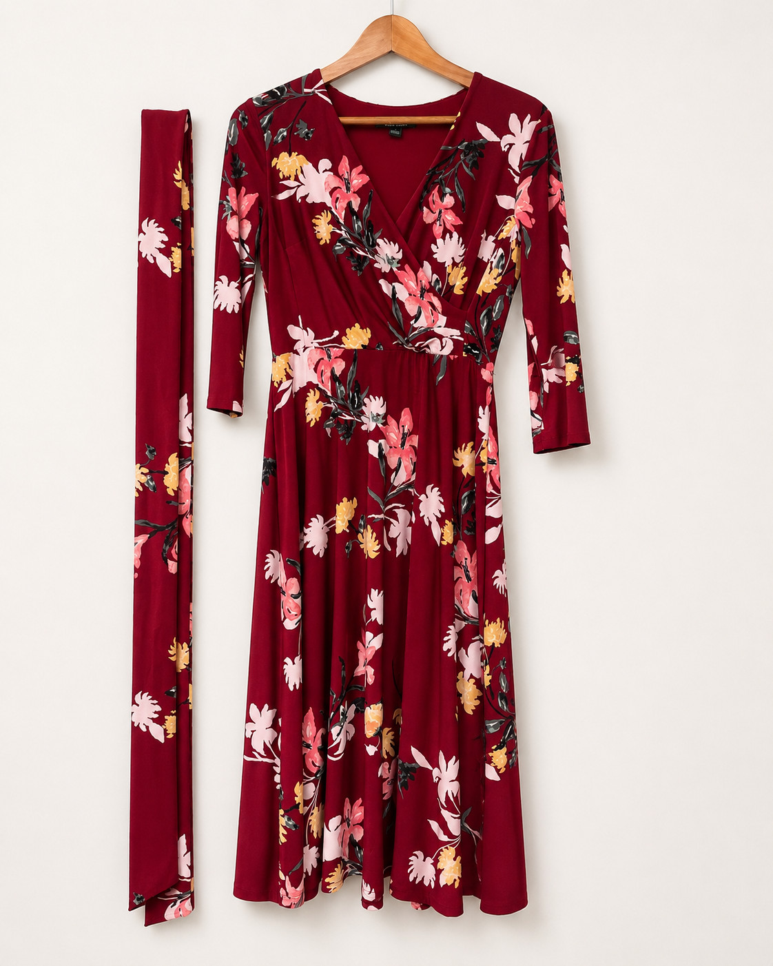 Vintage Ralph Lauren Floral Print Faux Wrap Midi Dress Women’s (Size 4P)