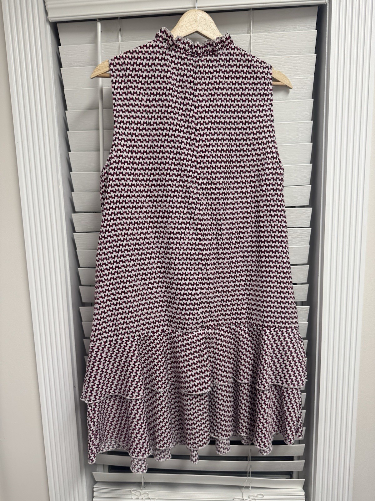 NWT Emery Rose Pink & Tan Patterned Tunic Dress L Double Frilled Hem