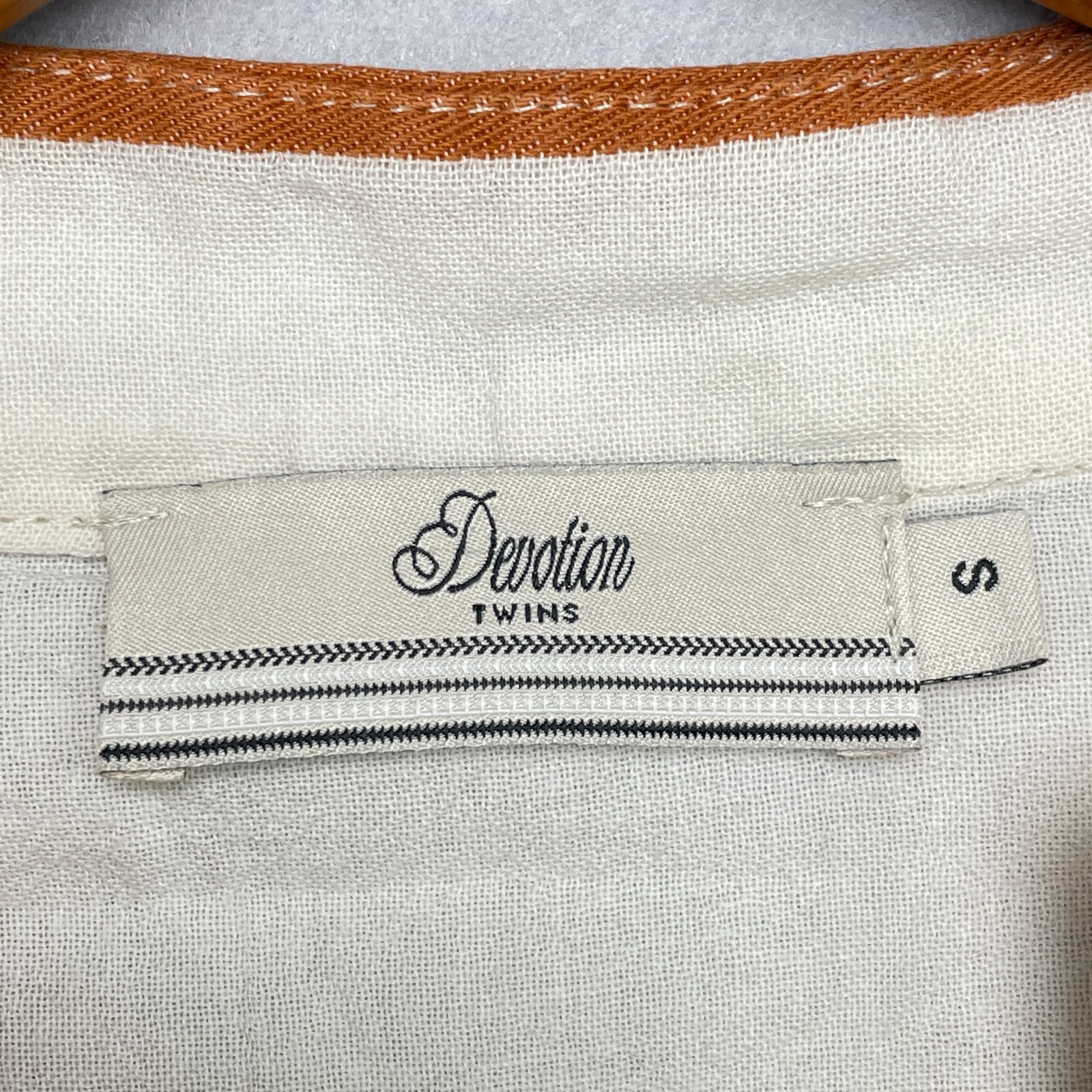 Devotion Twins Mini Dress Womens Small White Orange Striped Button Front V-Neck