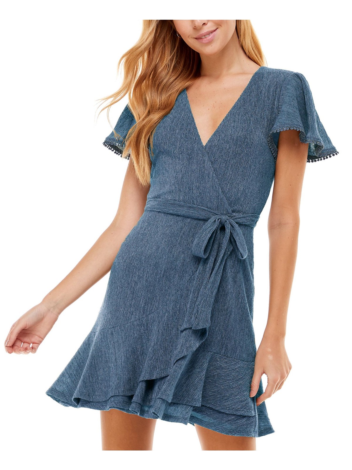 CITY STUDIO Womens Flutter Sleeve Short Party Fit + Flare Dress