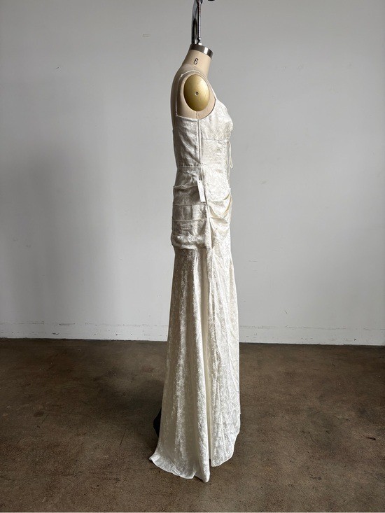 $729 NWT For Love And Lemons “Ophelia” Lace-Up Maxi Gown in Ivory Sz 4